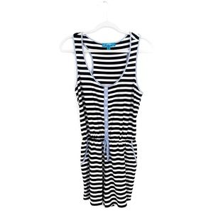 Francesca's Buttons Stripe Button Up Romper Medium